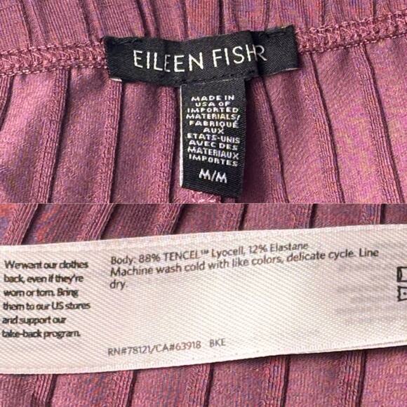 Eileen Fisher Rib Ankle Pant Women's Size Medium Relaxed Fit Elastic Waist Fig - Picture 3 of 16